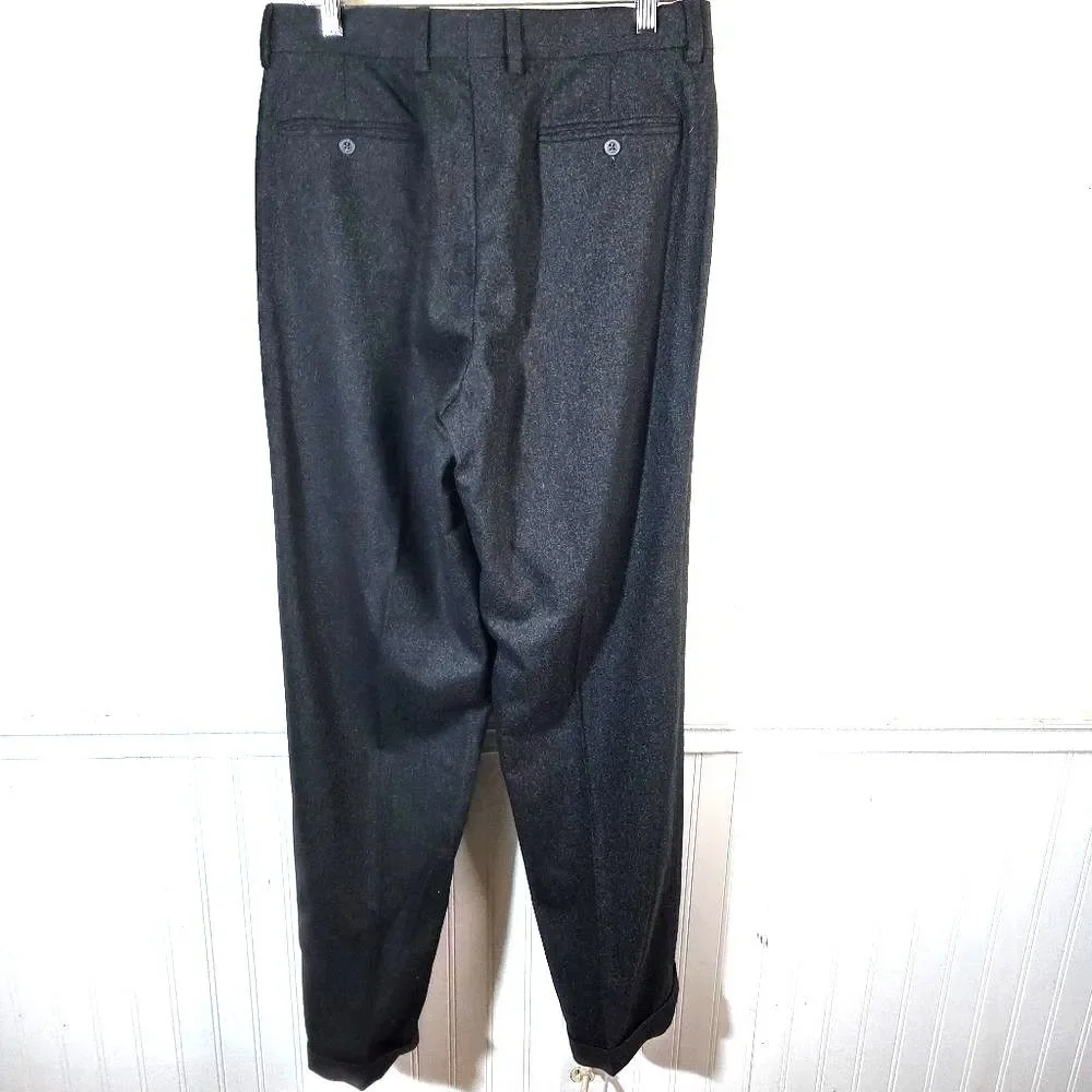 Banana Republic Mens 32L Wool Cashmere Dress Pants Charcoal Pleated